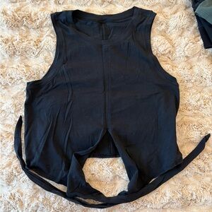 Lululemon Athletica Black Tie-Front Tank Top